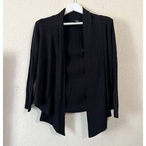 Citron 3.33 Womens Waterfall Front Cardigan Sweater Size PM Black Lightweight